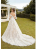 Beaded Ivory Lace Tulle Fairytale Wedding Dress With Detachable Straps